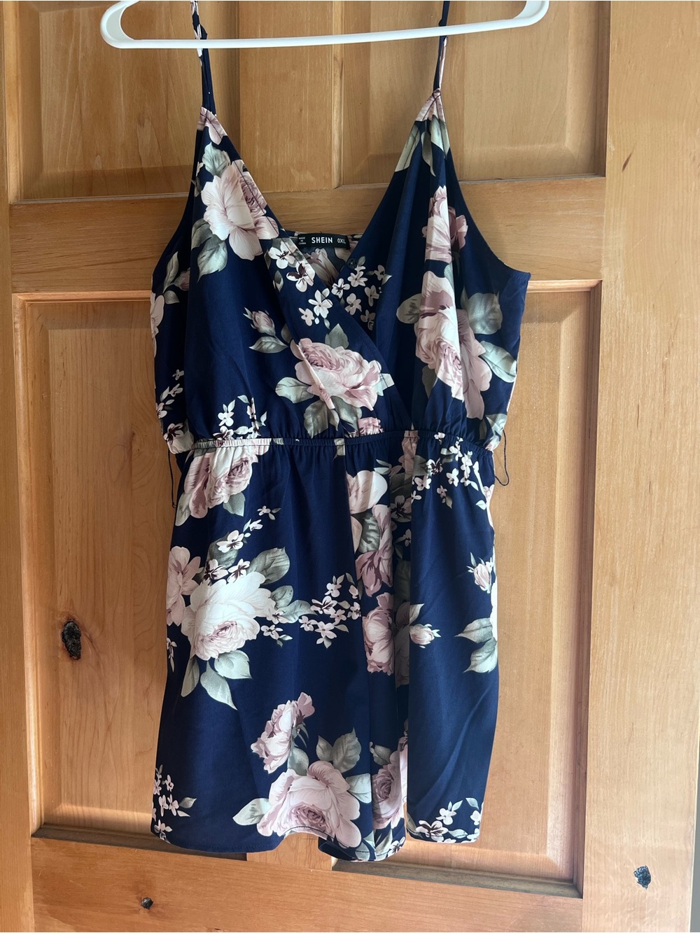 SHEIN Navy and Blush Floral Romper